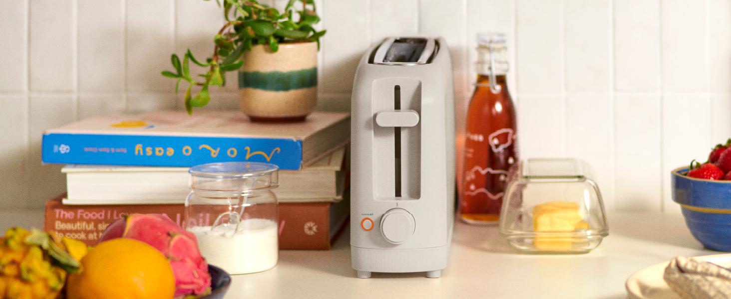 2-Slice Compact Fit Modern Toaster, Plastic/Steel Kitchenware, 6-Setting Shade Control, Reheat & Cancel Buttons, 10" Long Slots for Sourdough, Anti-Jam, Auto Shut Off, 900-Watt, Oatmilk Compatible