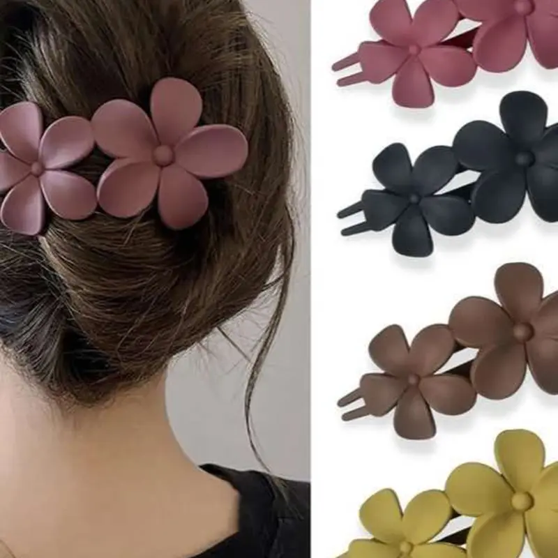 4pcs Matte Flower Non-Slip Decorative Hair Clips Set, Hair Accessories for Women & Girls, Hair Decor