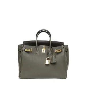 Pre-owned HERMÈS HERMES Birkin 25 Vert Grisé(C6) Togo Leather P226663306