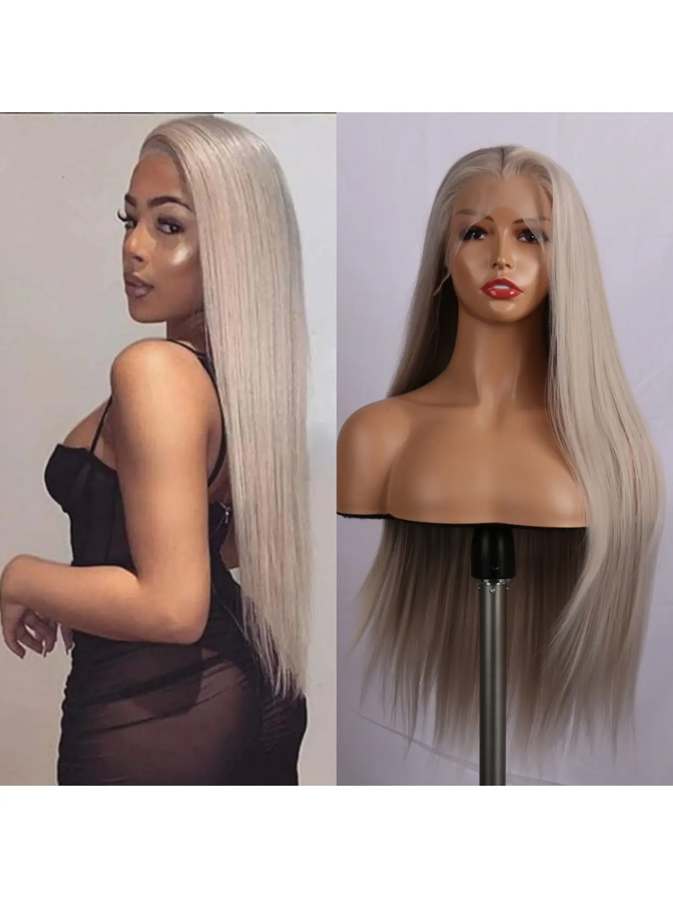 New European and American Fashion Multi-Color Long Straight Wig, Front Lace Full Headpiece, All Seasons Hair Accessory, Elegant Wigs
