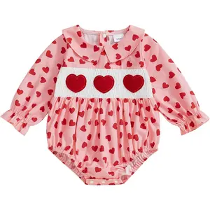 Baby Girl Christmas Outfit Santa Claus Bubble Romper Long Sleeve Embroidery Plaid Jumpsuit Cute Christmas Clothes