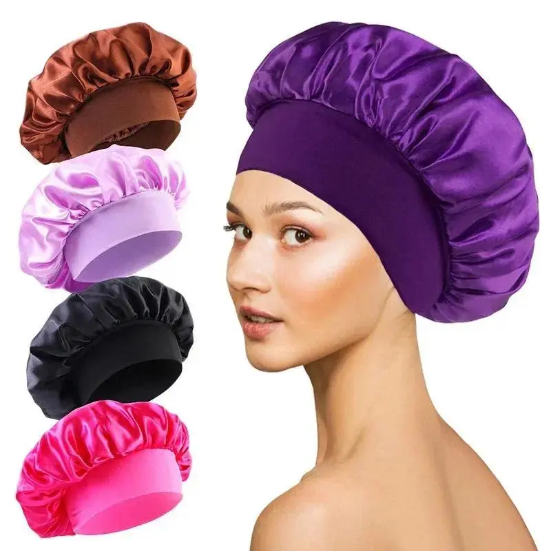 1pc Lightweight Portable Silk Satin Lined Bonnet - Satin Shower Cap for Long Hair, Large Bag Accessory, Salon Tool, Ideal Gift for Mom, Satin Shower Caps