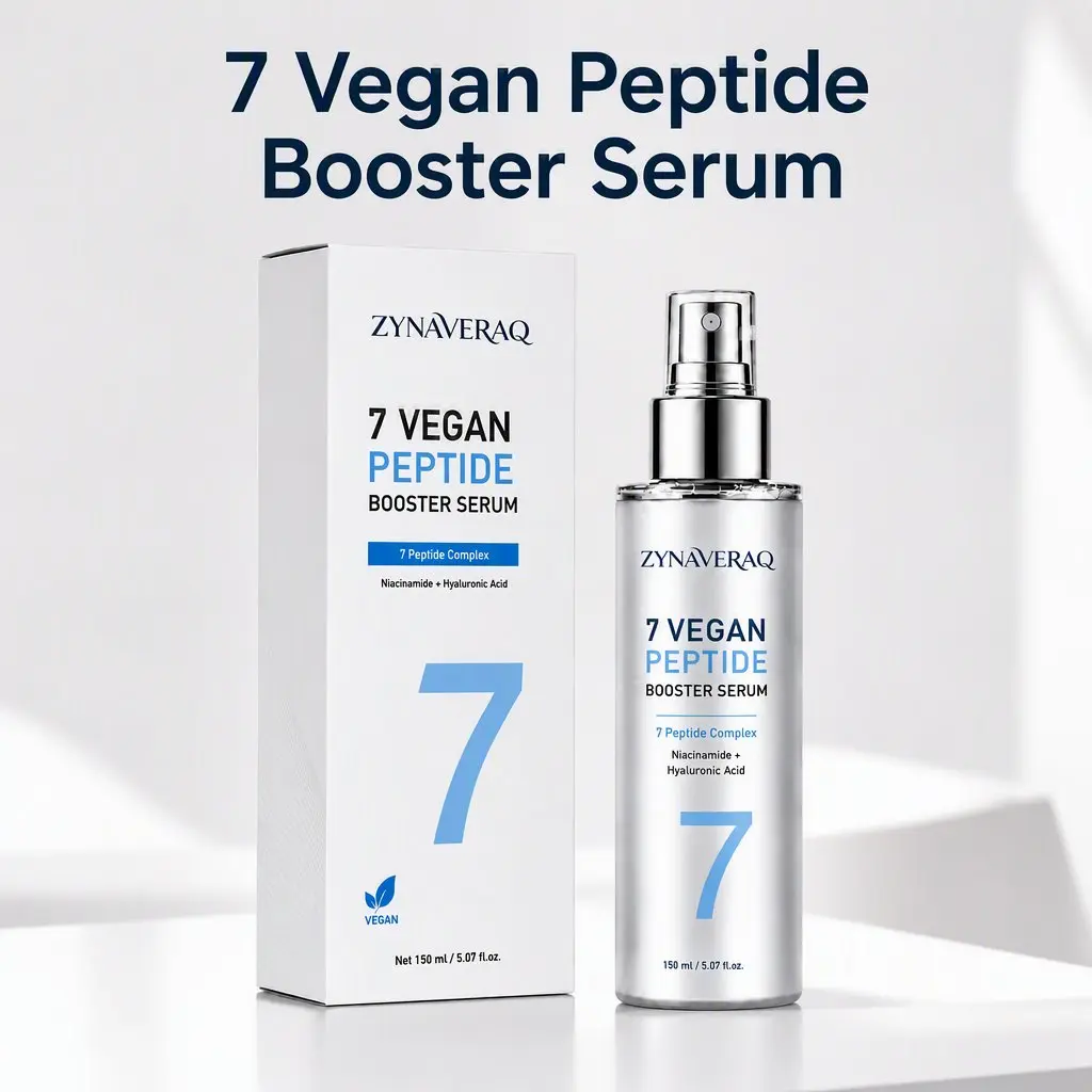 7 Vegan Peptide Booster Serum - Gentle Face Serum with Hyaluronic Acid and Niacinamide for Bright Glowing Skin 150ml