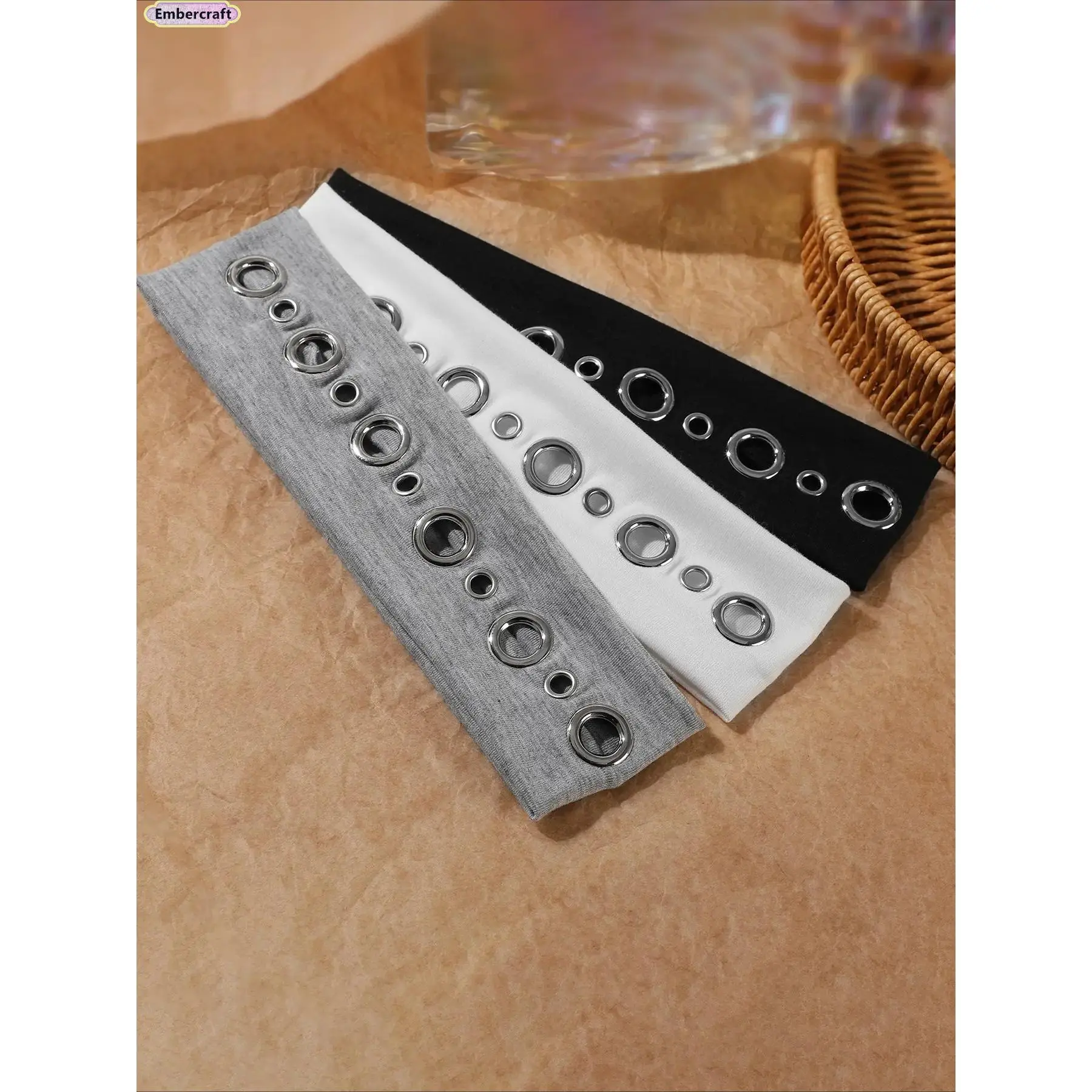 Aesthetic Punk Hairband Set for Women, Trendy Y2K Elastic Headbands with Retro Metal Ring Design, Chic Alt-Girl Hair Accessory, Lightweight All-Day Wear Essential for Streetwear, Festivals, Photoshoots & Everyday Styling summerwins
