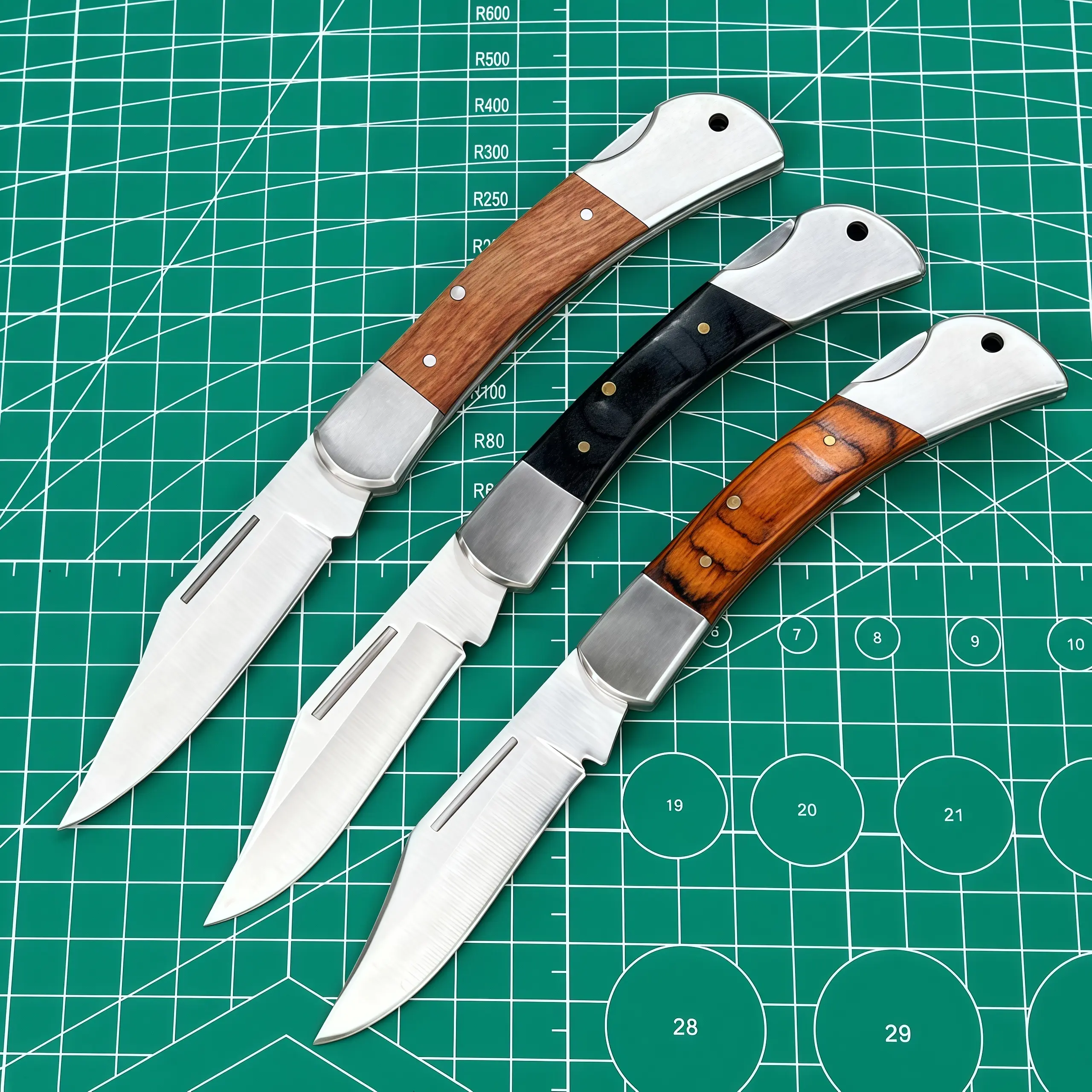 7.48" Traditional Folding Knife | High Hardness Stainless Steel Blade | Natural Wood Handle with Metal Bolsters & Lanyard Hole | Classic Gentleman's EDC Pocket Tool | 3 Color Options