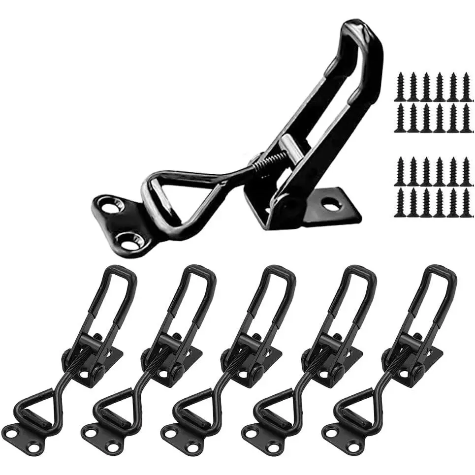 6Pack Toggle Clamp Latch 100KG 220LBS Holding Capacity | Black Adjustable 4001 Pull Latch Clamps Quick Release Hasp Clamps for  Cabinet Boxes Case Trunk Jig