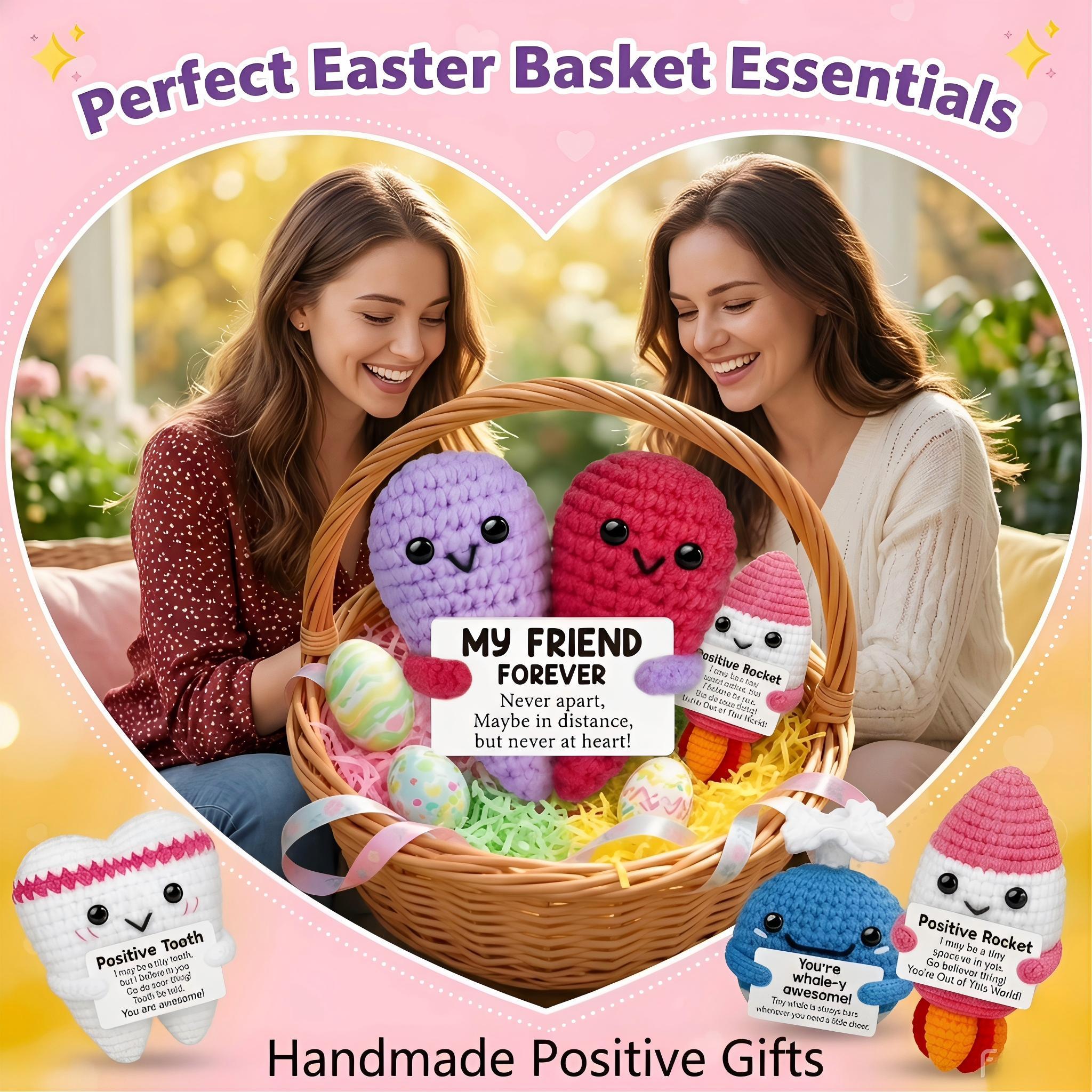 Cute Handmade Crochet Heart Emotional Support Plush Doll,Soft Skin-Friendly Cotton Yarn Stress Relief Decor,Birthday Gifts,Gifts For Women Men Him Her,Bestie Friendship Gifts,Easter Basket Stuffers,Mothers Day Graduation Teacher Appreciation Going Away Gi