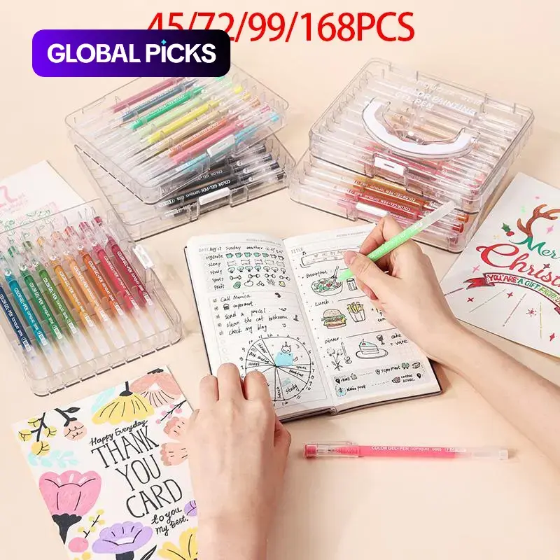 Large Capacity Gel Pen Set, Strong Coverage Drawing Pens with 0.6mm Tip, Perfect for Diary Notes, Marking, Greeting Cards & DIY Projects #GLOBAL PICKS