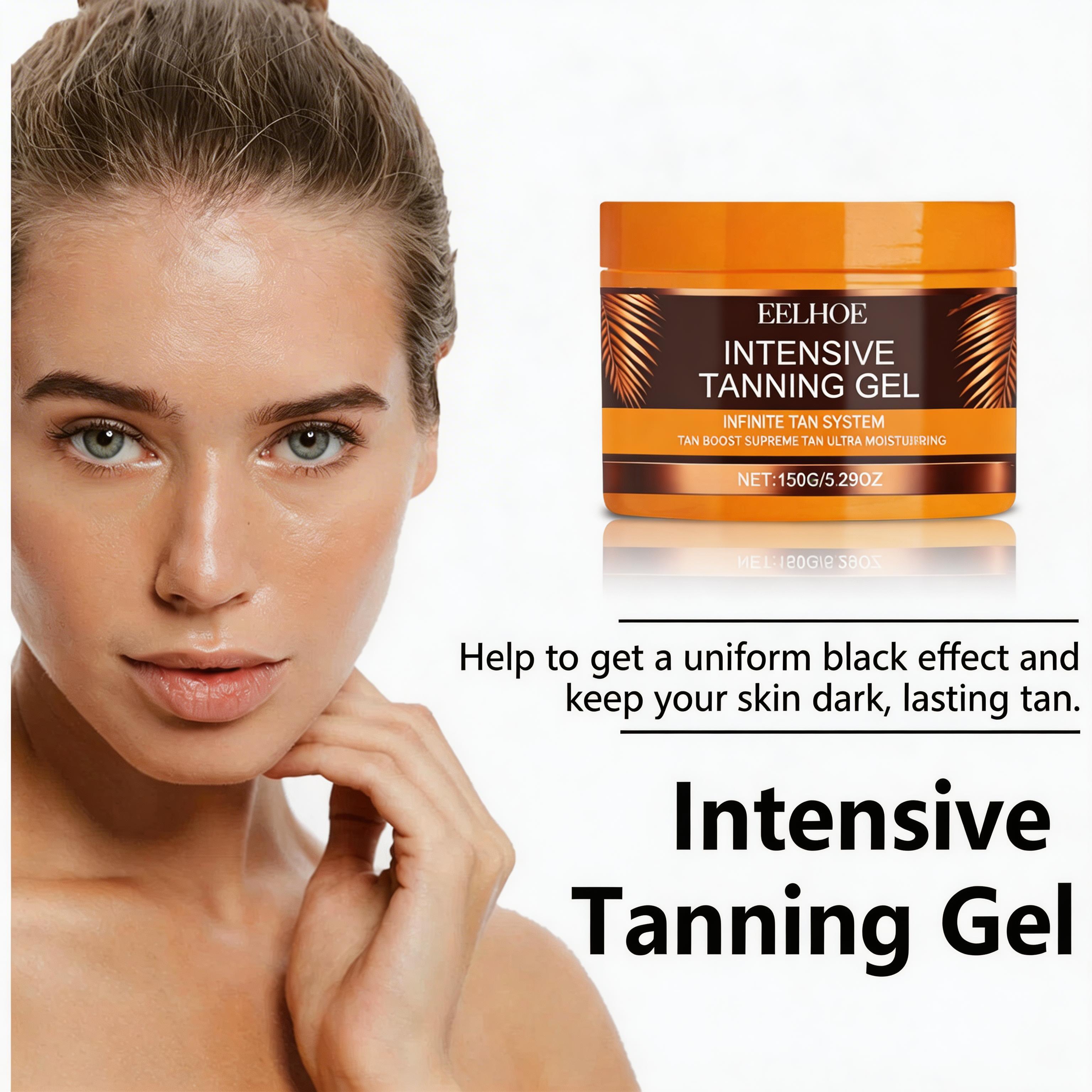 EELHOE Intensive Tanning Gel, Carrot & Walnut Seed Oil Natural Bronze, Calendula Soothing + Coconut Deep Hydration, Vitamin E Protection, Lightweight Non-Greasy Fast Absorbing for All Skin Hydrating Greasy Tanning Gel sun tan