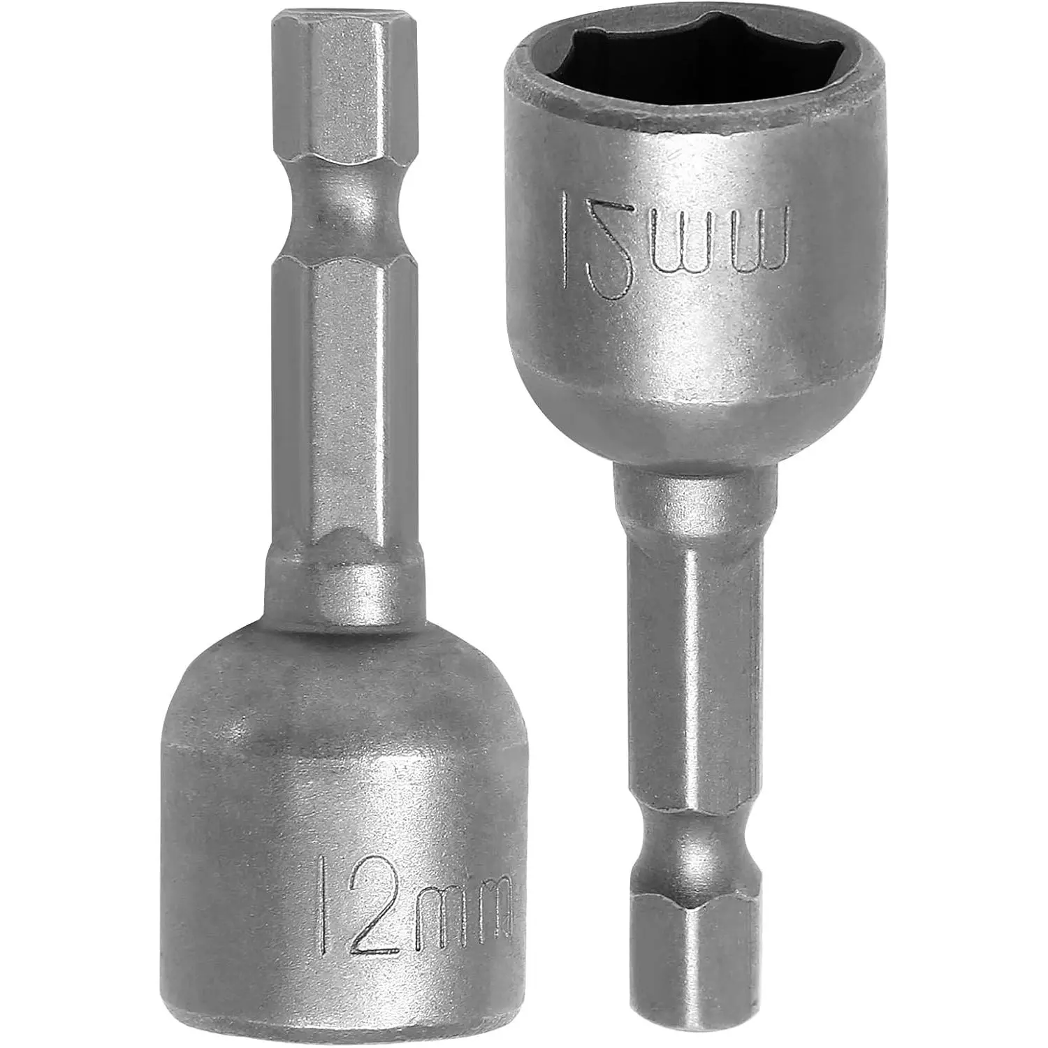 1/4 Hex  Nut Driver Drill Bit 12mm Socket Adapter Quick Change Socket Nut Adapter for Power Tools, 2-