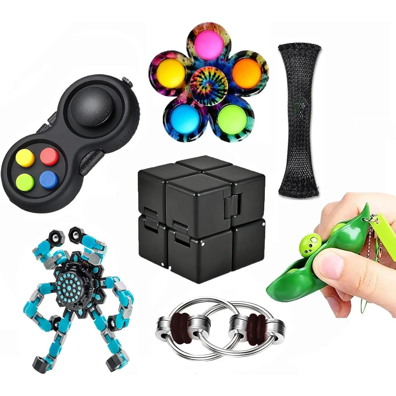 7 Pack Fidget Toys Set, Relieves Stress Anxiety Fidget Toys for Kids, Teens and Adults with ADD, ADHD, Autism or Anxiety, Easter Basket Stuffers Gift for Kids Teen Cool Gadgetfidget toys