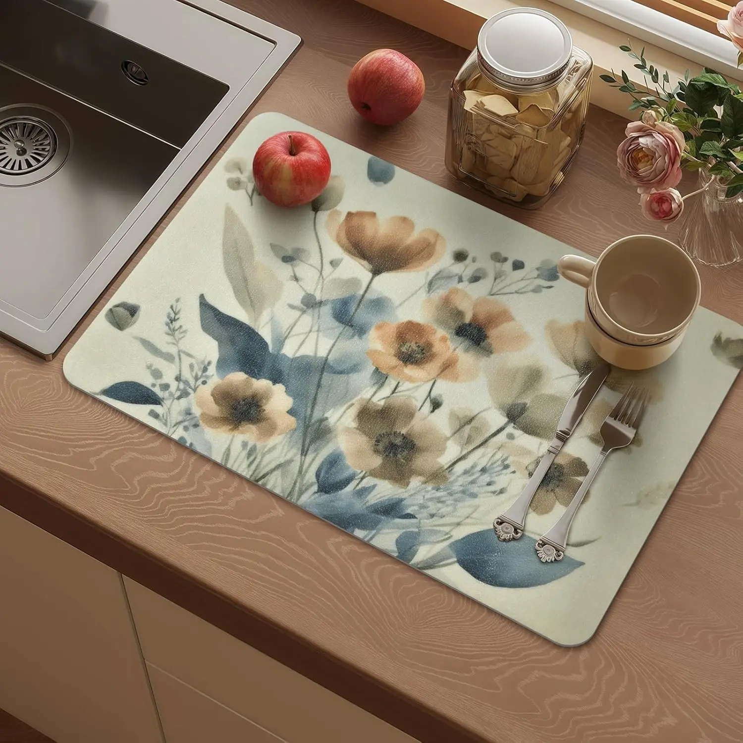Vinyl Placemats Set of 4-12x17 Inch - Heat Resistant Washable Place Mats Waterproof Non-Slip Wipeable Table Mats for Dining Table Decor, Spring Outdoor Plastic Placemat