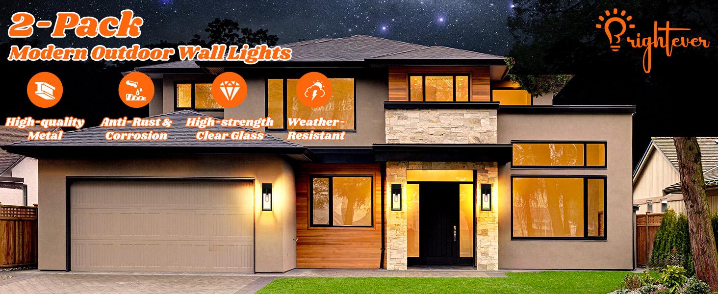 2-Pack Outdoor Wall Light, Exterior Waterproof Wall Sconce Light Fixtures,  Outdoor Wall Lamp with Clear Glass for House, Porch, Front Door, Garage, Patio, Bulbs Not Included