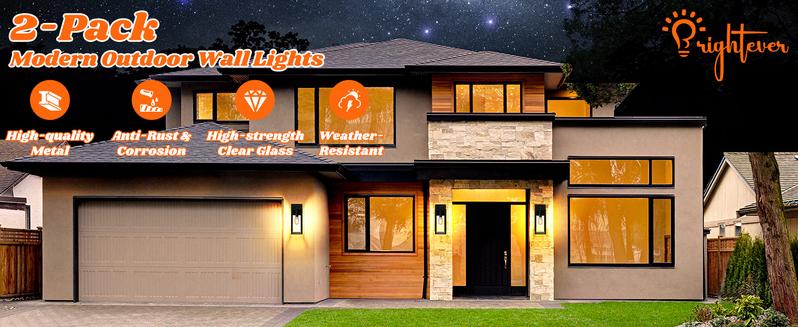 2-Pack Outdoor Wall Light, Exterior Waterproof Wall Sconce Light Fixtures,  Outdoor Wall Lamp with Clear Glass for House, Porch, Front Door, Garage, Patio, Bulbs Not Included