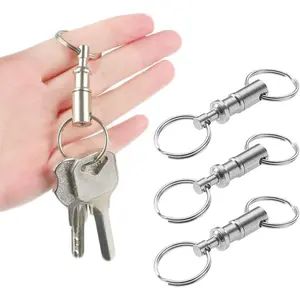 Quick Release Detachable Keychain Set, Dual Pull Keychain with Spring Split Button, DIY Craft Accessories, Car Parking Key Holder