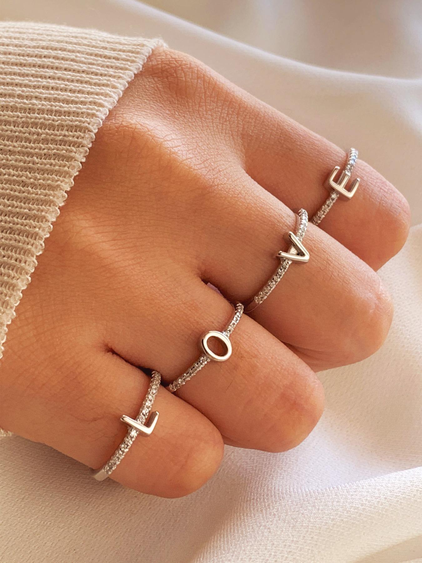 ✨26 Letters A-Z✨ Inlaid with artificial zircon accents, minimalist stackable rings for women | Exquisite daily jewelry gift #InitialRing #StackableRings