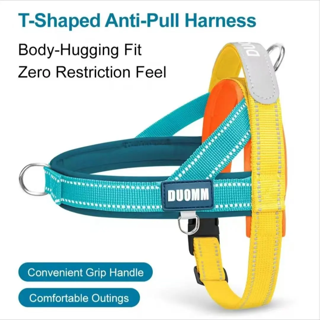 New Summer Dog Saddle Harness Set with 1.5m Leash, Reflective Pet Harness, Shock Absorbing Neck Protection, Comfortable Design