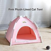 Pink Plush-Lined Cat Tent