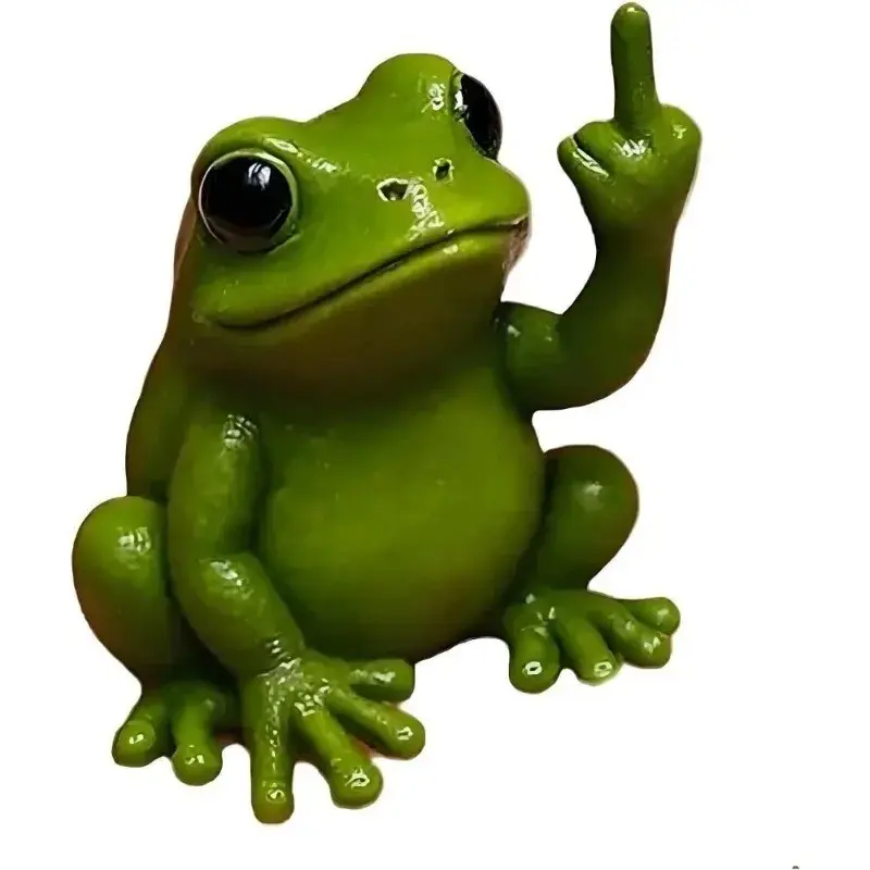 Novel Animal Statue: Mini Middle Finger Frog Sculpture, Animal Resin Figurine, Interesting Decorative Ornaments, Miniature Models for Home Décor