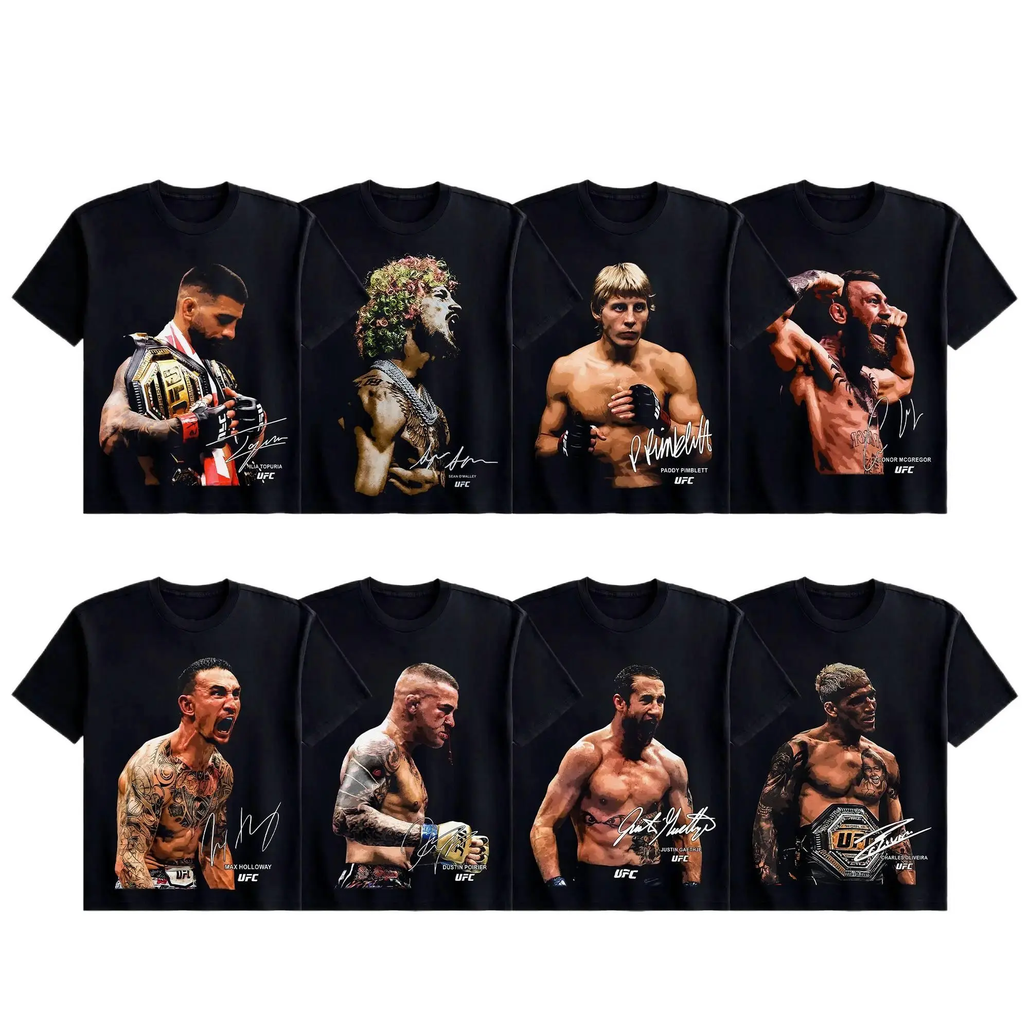 [Sale Up To 50%]UnisexUFC Men's Fighters Collection Short-Sleeve T-Shirt - MMA Fan Apparel, UFC Soft Cotton Round Neck Unisex Streetwear Clothes, UFC MMA Vintage Casual Sweatshirts Crewneck Top for Champions