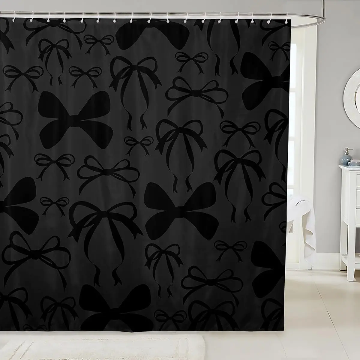 Feelyou Polyester Bow Pattern Shower Curtain, 72"x72" Multi-Size Washable Waterproof Bathtub/Shower Accessory for Girls & Women