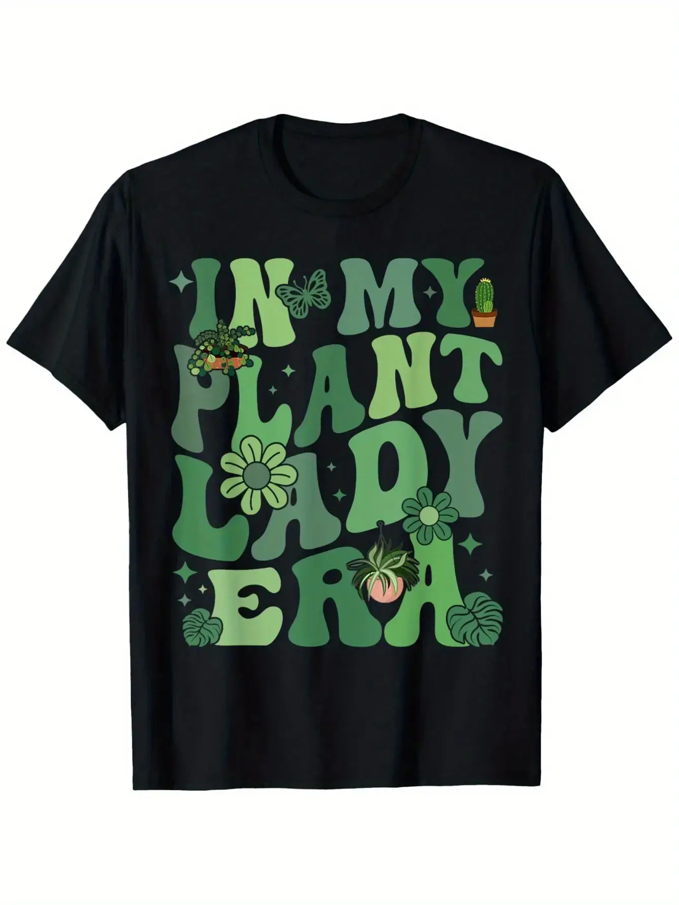 Retro "In My Plant Lady Era" Gardening Plant Mom T-Shirt -  Soft Breathable Tee Suitable for Daily Wear & Holiday Gifts, Casual Short Sleeve Crew Neck Top for Plant Moms & Gardeners, Funny Gardening Outfits