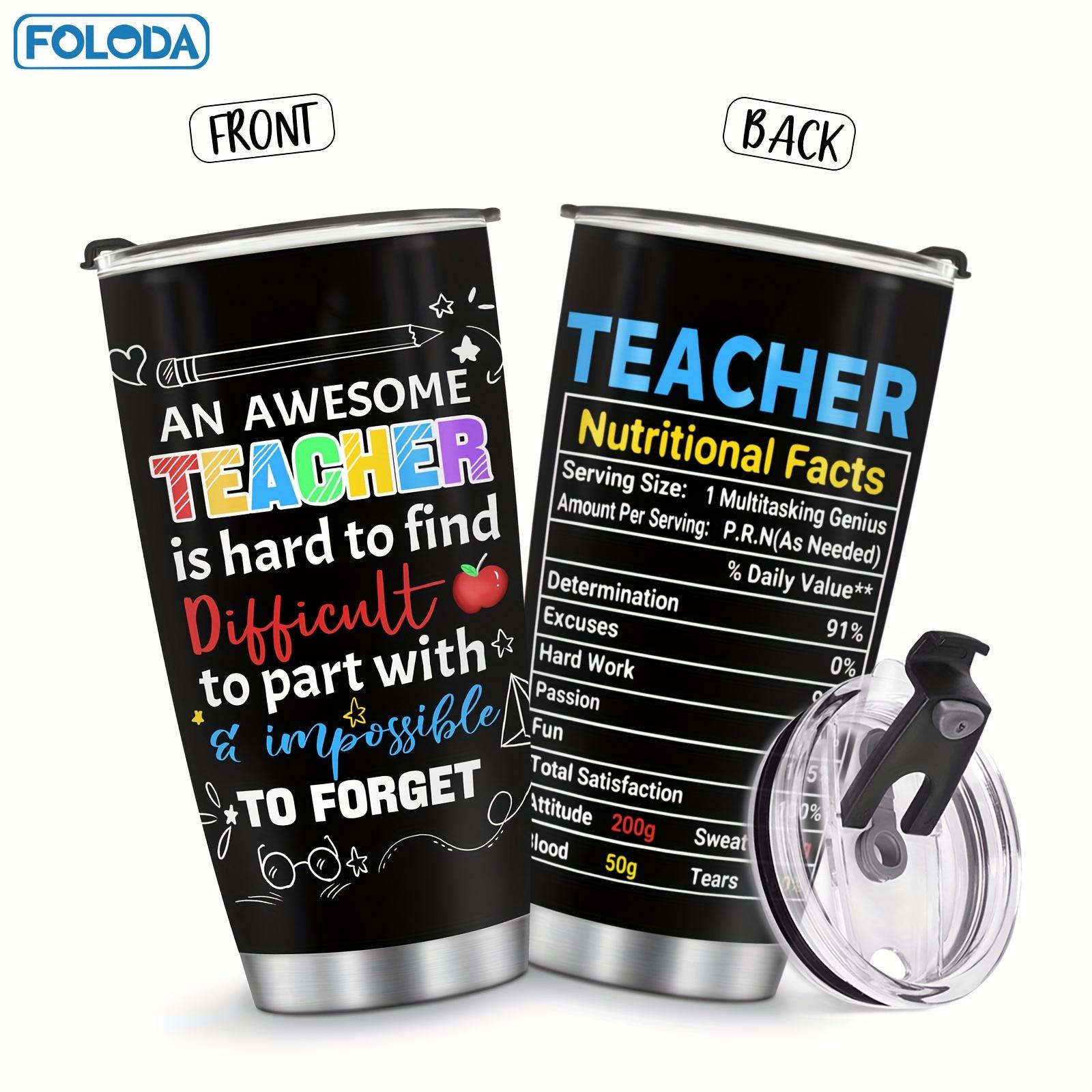Foloda-Fun Teacher Tumbler Stainless Steel 20oz with Lid, Teacher Coffee Mug-Teacher Travel Cup-Teacher's Accessories Gifts for Women Men Teacher Roommate for Christmas Birthday Teachers 'Day Perfect Art Gifts Outdoor Travel Cup-Keep Drink Hot&Cold