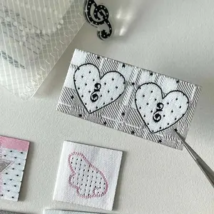 Woven Label Index Tab Embroidery Lucky Tag Stationery Sticker Label Sticker Scrapbooking Sticker Self Adhesive Card