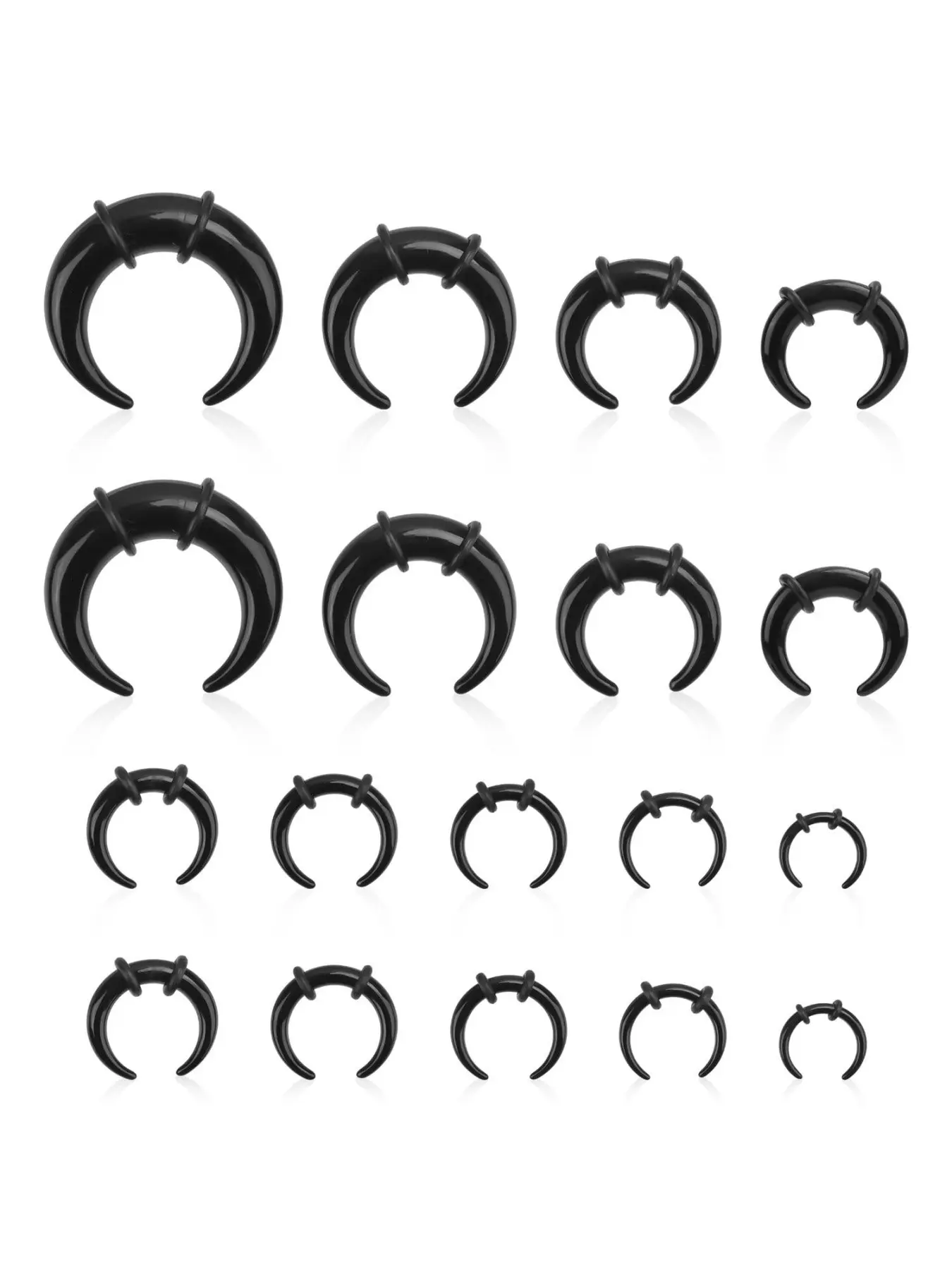 18pcs Acrylic Septum Rings Plastic Horseshoe C-Shape Pincher Taper Cartilage Stretching Kit Piercing Retainer Jewelry for Women Man Nose Ear Tragus