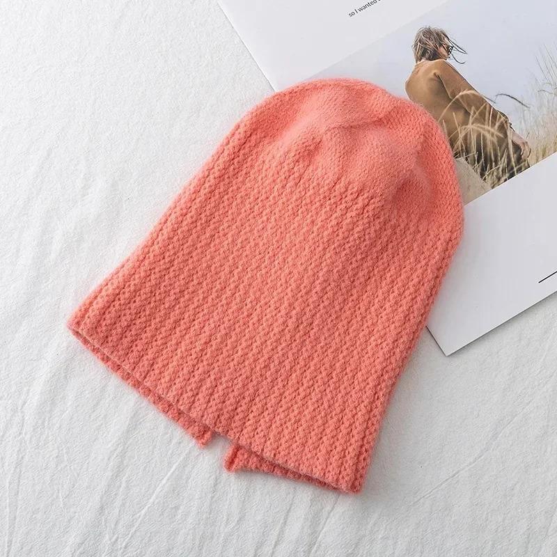 Hot Sale Women Hat Kpop Style Autumn /Winter Hat Soft Beanie Hats For Women Leisure Back Split Teens Ponytail Knitted Cap