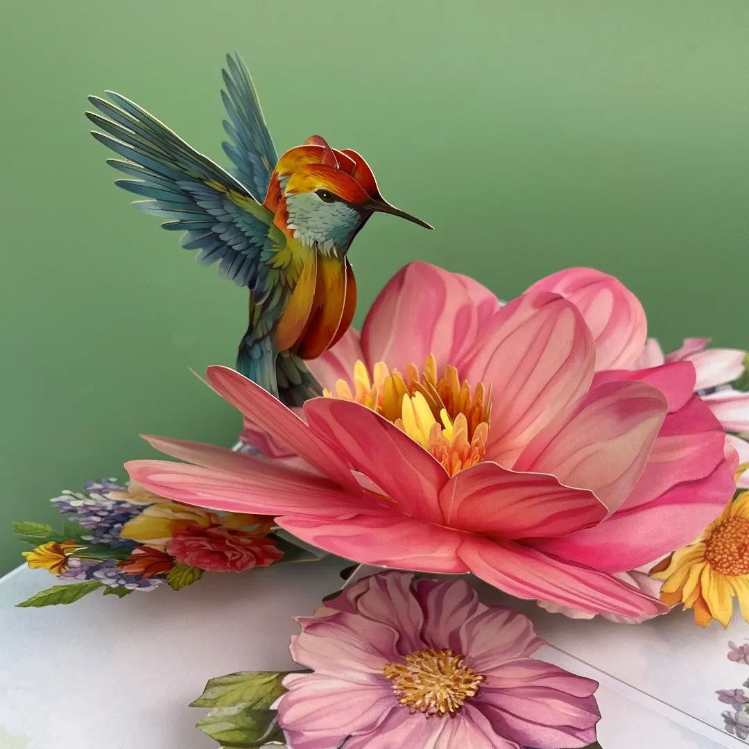 1pc Pop-Up 3D Card with Envelope, Floral Kingfisher Pattern, Cartoon Theme, Ideal for Teachers, Friends, Family, Various Occasions