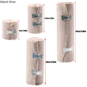 4 Rolls Elastic Compression Bandage Wrap with Clips, Self-Adjusting Athletic Support Tape for Ankle, Wrist, Knee, Arm and Leg, Breathable Stretch First Aid Bandages for Sports Recovery, Injury Support, Gym Training, Running and Outdoor Activities