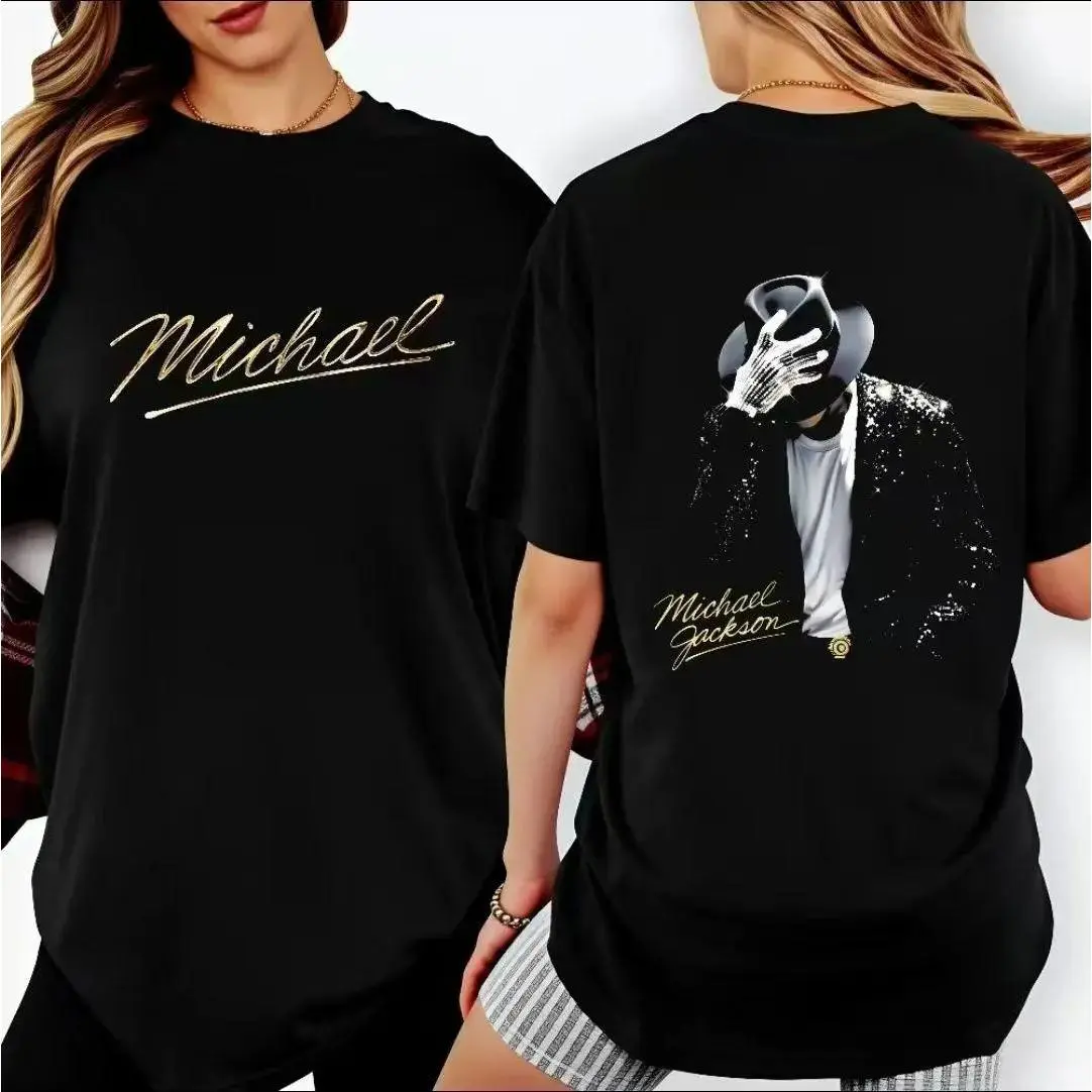 Unisex Michael Jackson Biopic-Era Signature Graphic Tshirt, 90s Streetwear Round Neck Casual Tee with MJ Glove Print, Tops, 90S Graphic Tees, Short Sleeves, Vintage 90S