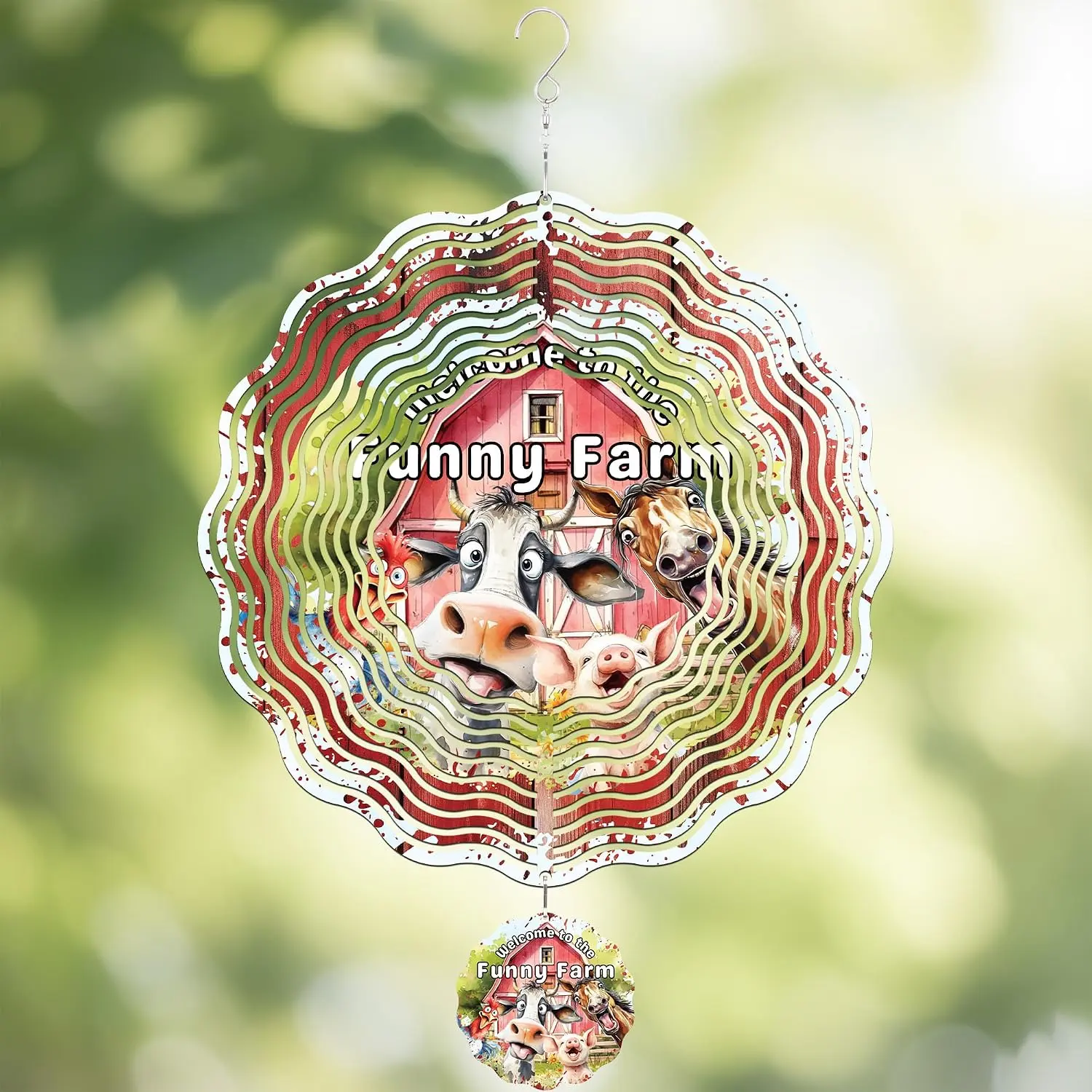Metal Wind Spinners Outdoor - 12 Inch  Funny Farm  Decor | Stainless Steel Kinetic Spinning Wind Spinner for Garden Patio Porch Indoor  Birthday Gifts for Women Mom Grandma Wife