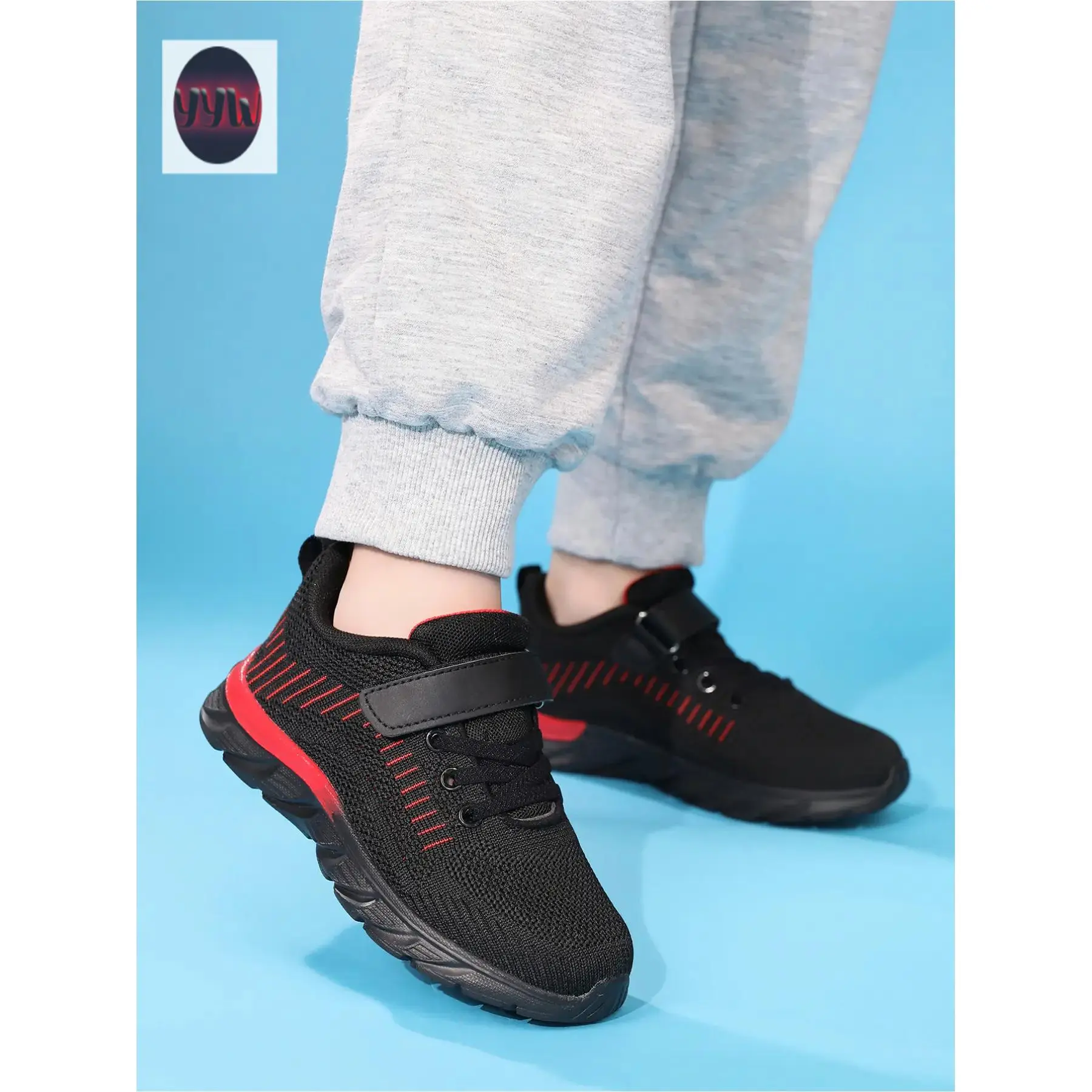 YYW1 Boys' Multi-Color Casual Sneakers Velcro Strap Lightweight Breathable Outdoor Daily Wear
