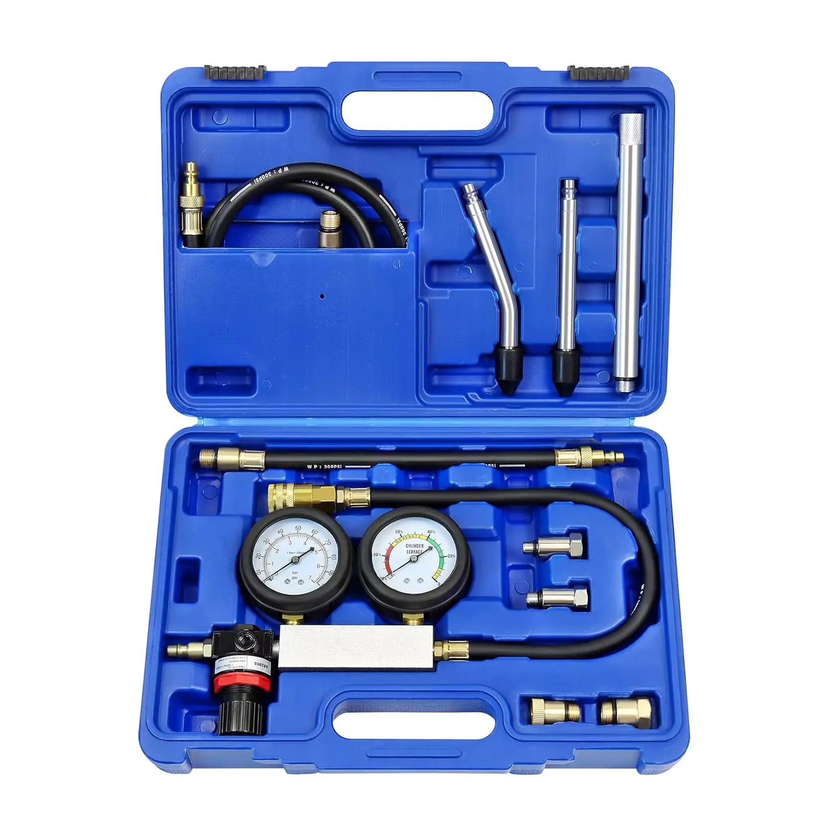 Multi-Function Cylinder Leak Tester Kit, Gasoline Engine Dual Gauge Cylinder Pressure Tester, Cylinder Leakage Detection Tool Set