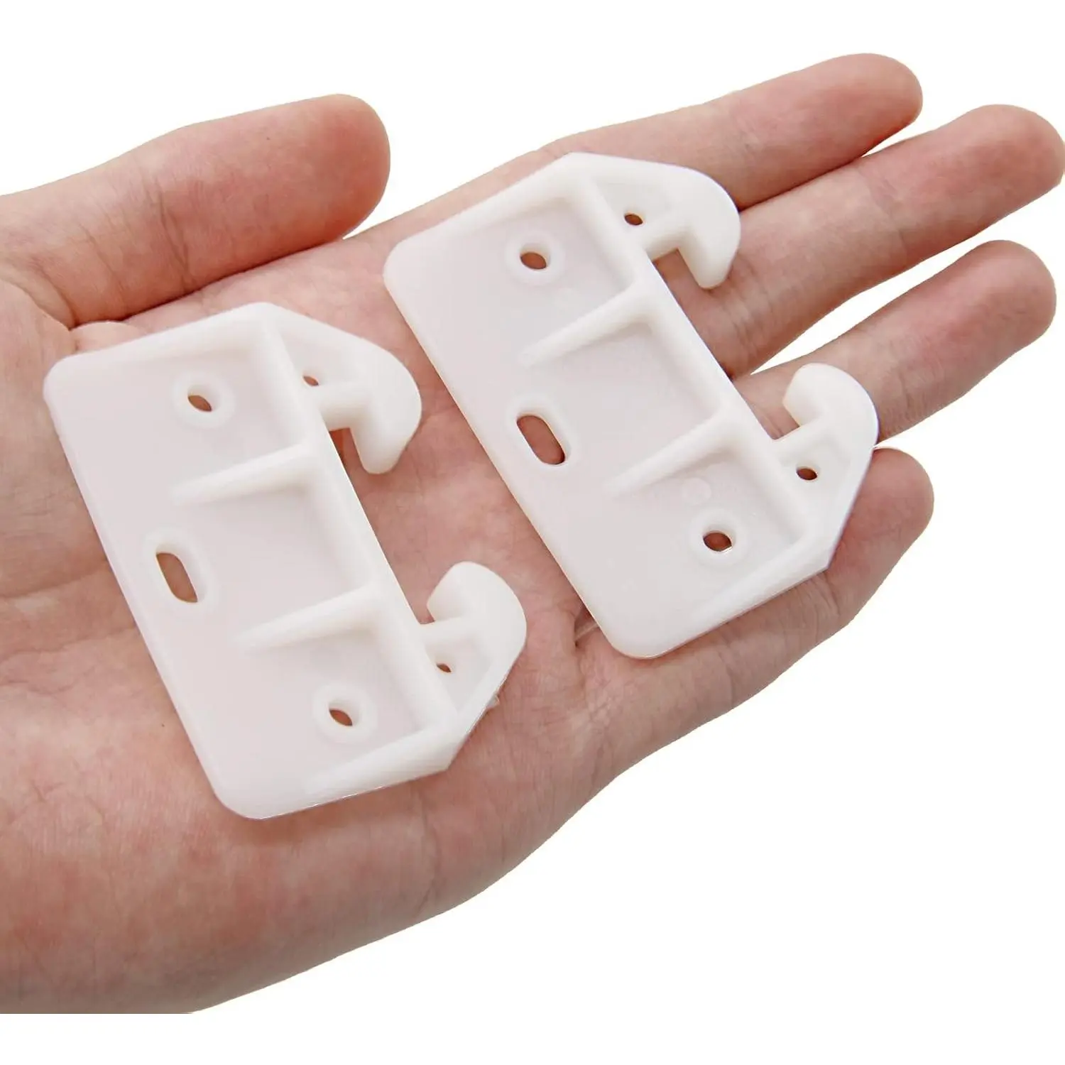Litoexpe 10 Pcs White Plastic Rear Drawer Guide Replacement Brackets with Screws, Drawer Track Parts for Furniture Dressers Wardrobe, 59x41x16.5mm
