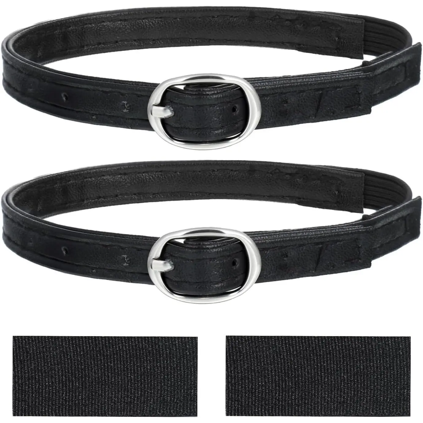 Heel Straps for High Heels, 2 count PU Leather Shoe Strap Extender Adjustable Elastic Ankle Straps with Buckle Detachable Shoes Belt Band for Women Lady Holding Loose Heels (Black)