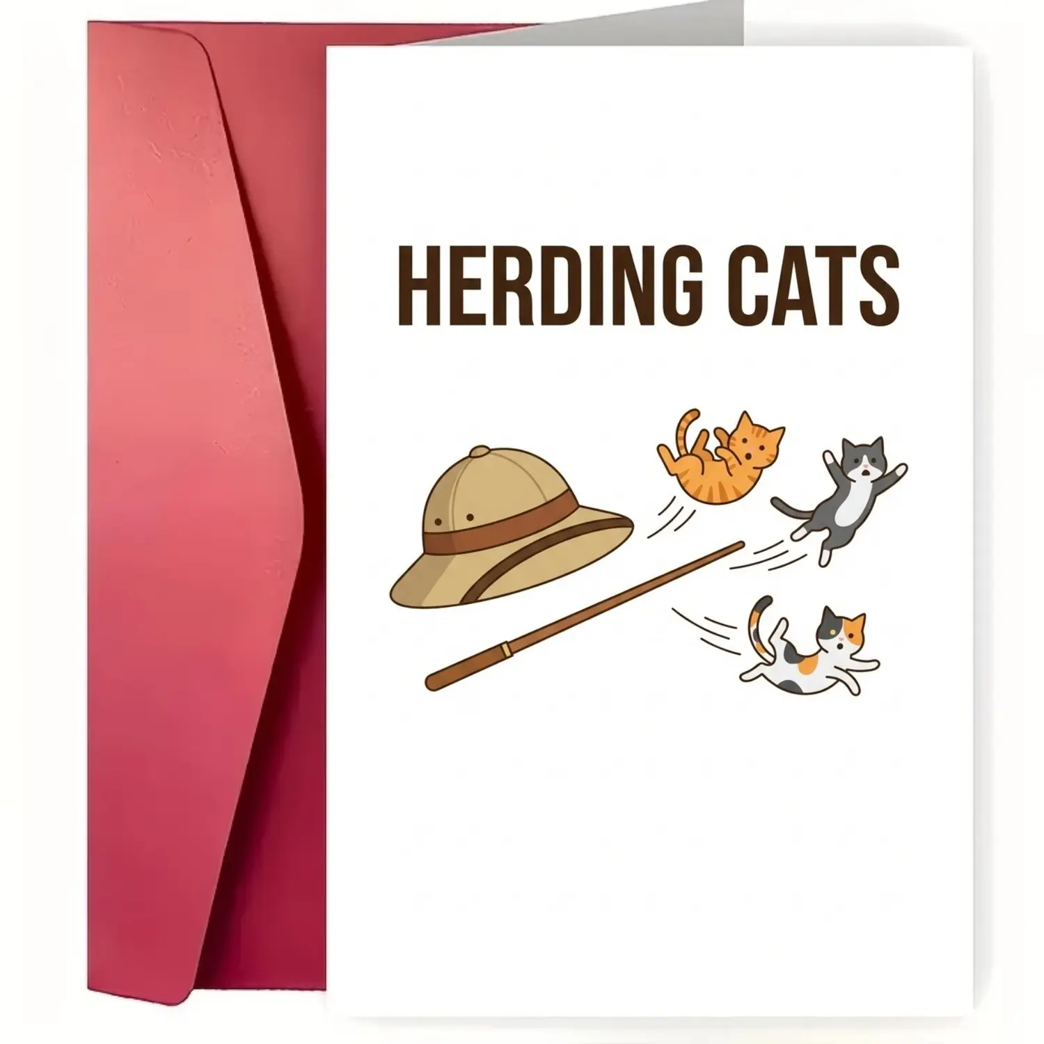 Herding Cats Chaotic Classroom Humor Card, Funny Kindergarten Teacher Thank You Present, Sarcastic Elementary Educator Blank Note with Envelope
