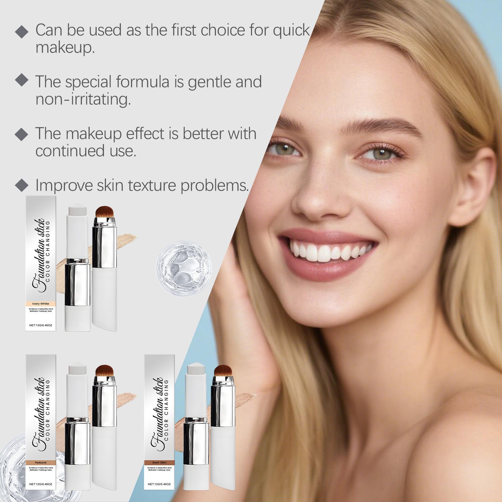 Magic Color Changing,Two-In-One Concealer Foundation Hybrid Color-Changing Foundation Stick,Ideal for Daily Makeup & Travel Use Magic Color Changing,Two-In-One Concealer Foundation Hybrid Color-Changing Foundation Stick,Ideal for Daily Makeup & Travel Use