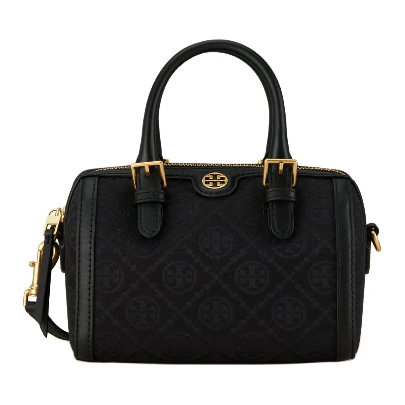 Tory Burch T Monogram Classic Chevron Quilted Bucket Bag for Women, Black