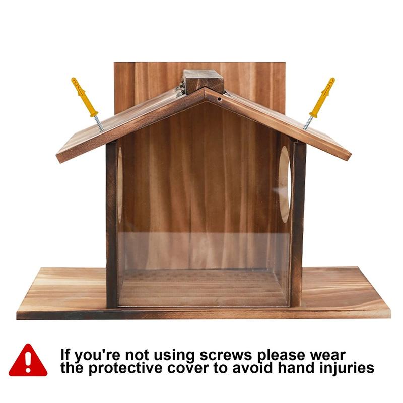 Bingopaw Wood Squirrel Feeder Outside Winter Wooden Chipmunk Feeder Corn Peanuts