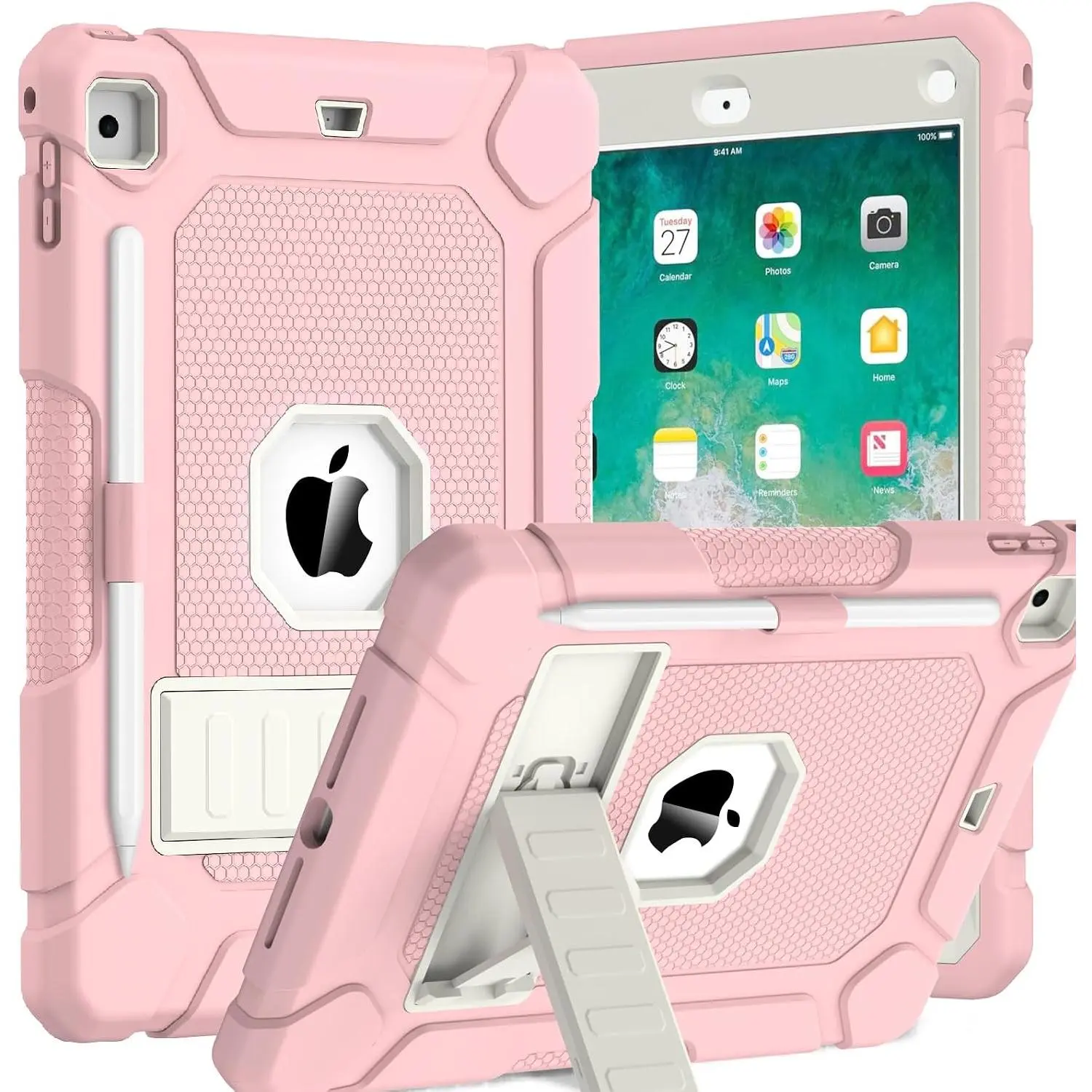 Case for iPad 6th 5th Generation (iPad 9.7 inch, 2018/2017), Shockproof Protective iPad 9.7 Case with -in Stand/Pencil Holder for iPad 6th/5th Gen, Air 2,