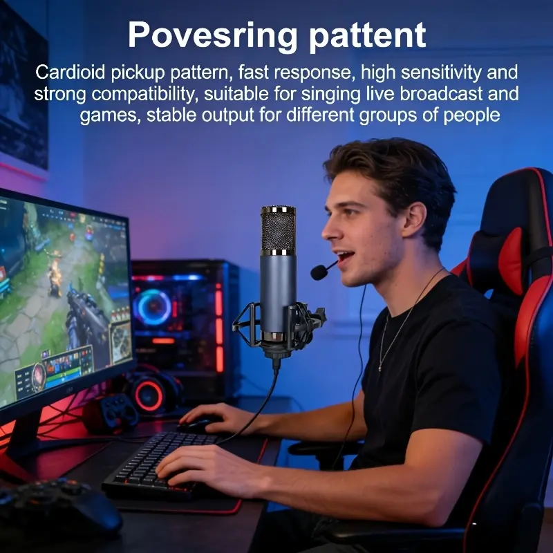 F22 professional XLR condenser microphone, 48V phantom power supply, suitable for recording, live streaming, karaoke, podcasting, compatible with smartphones/tablets/laptops, suitable for use in recording studios and stages, Condenser Singing Mic
