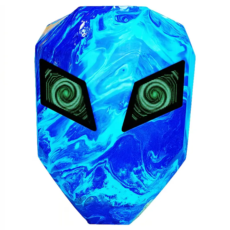 LED Knight Backpack Hydro Dipped Blue, Smart Bluetooth Programmable Screen Motorcycle Helmet Bag, Hard Shell Expandable 15.6" Laptop Pack, USB Charging, DIY Pixel Art, Travel Daypack, Cyberpunk Tech Gift for Biker (No Power Bank)