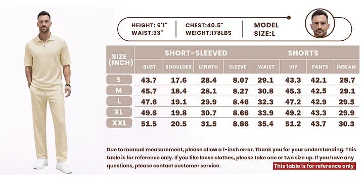 Men's King Print Waffle-Knit Polo Shirt Set, Short-Sleeve Zip-Up Collar Top with Matching Athletic Trousers, Casual Sportswear Outfit