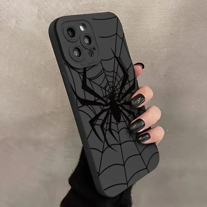 DealsForYouDays Spider Web Black Phone Case, Compatible with iPhone 17 16, 15, 14, 13, 12, 11, XS, XR, X, 8, 7, Plus, Pro Max Series. Ideal gift for friends, girlfriends, boyfriends, family, or yourself.