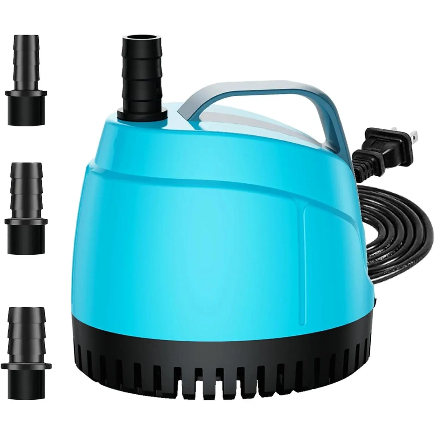700GPH Submersible Water Pump Ultra Quiet (2600L/H, 40W) Bottom Suction Pond Outdoor Fountain Pump with 3 Nozzles, 8ft Lift, Adjustable Flow for Koi Pond, Waterfall, Aquarium, Hydroponic Systems