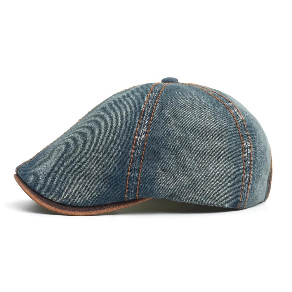 Denim Beret Hat Washed Vintage Peaked Cap Adjustable Cotton Newsboy Cap Casual Hats Flat Cap
