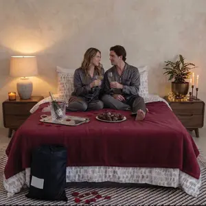 Blanket for Bed Intimacy | Cozy Love Blankets, Machine Washable & Reversible Protection for Couples | Protects Against Spills, Pets & Accidents -   Size Blanket 65x80 (Merlot)